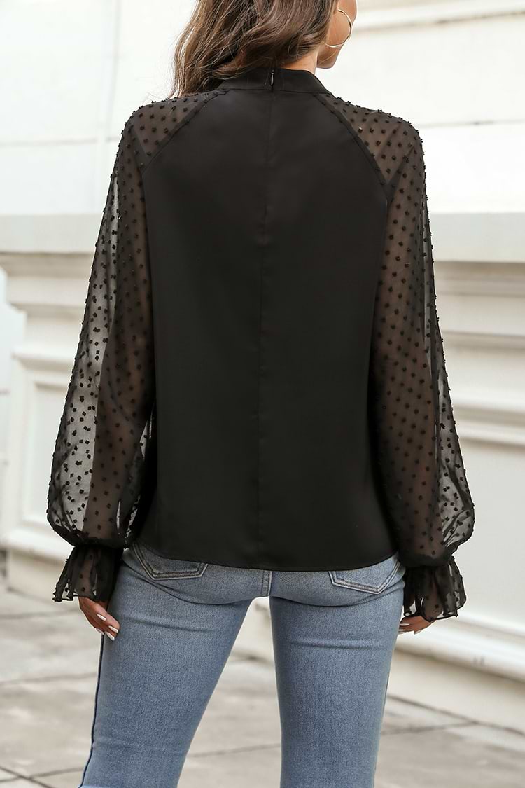 Phyllis Clip Dot Trumpet Sleeve Top