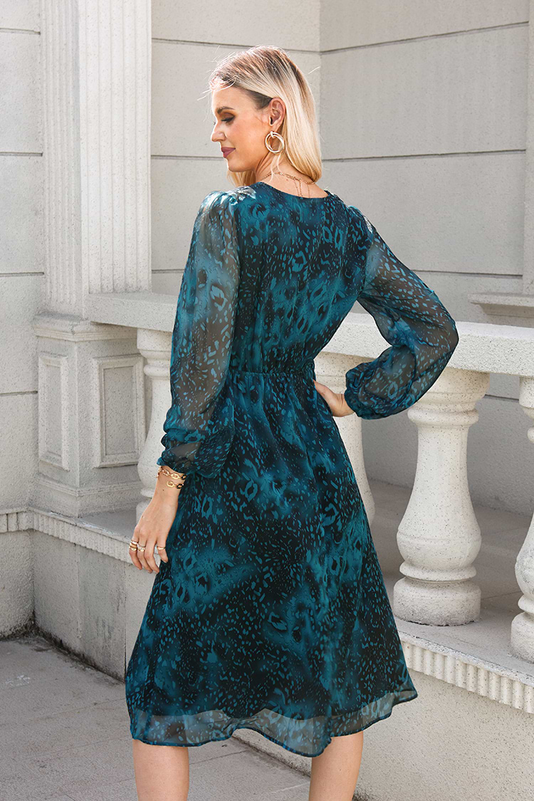 Gewebtes Midikleid mit abstraktem Print