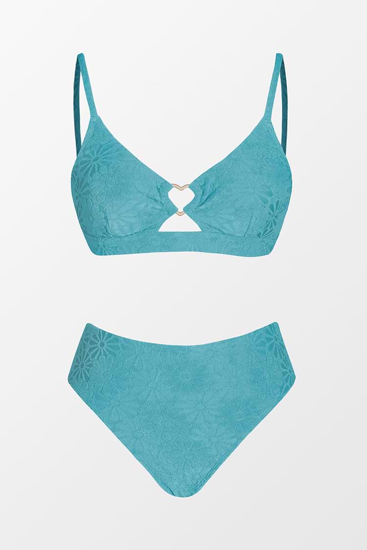 Conjunto de bikini Bralette y Hipster de Tiro Medio Verde