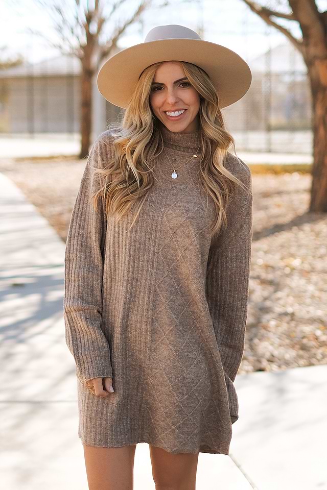 Lourdes High Neck Long Sleeve Sweater Dress