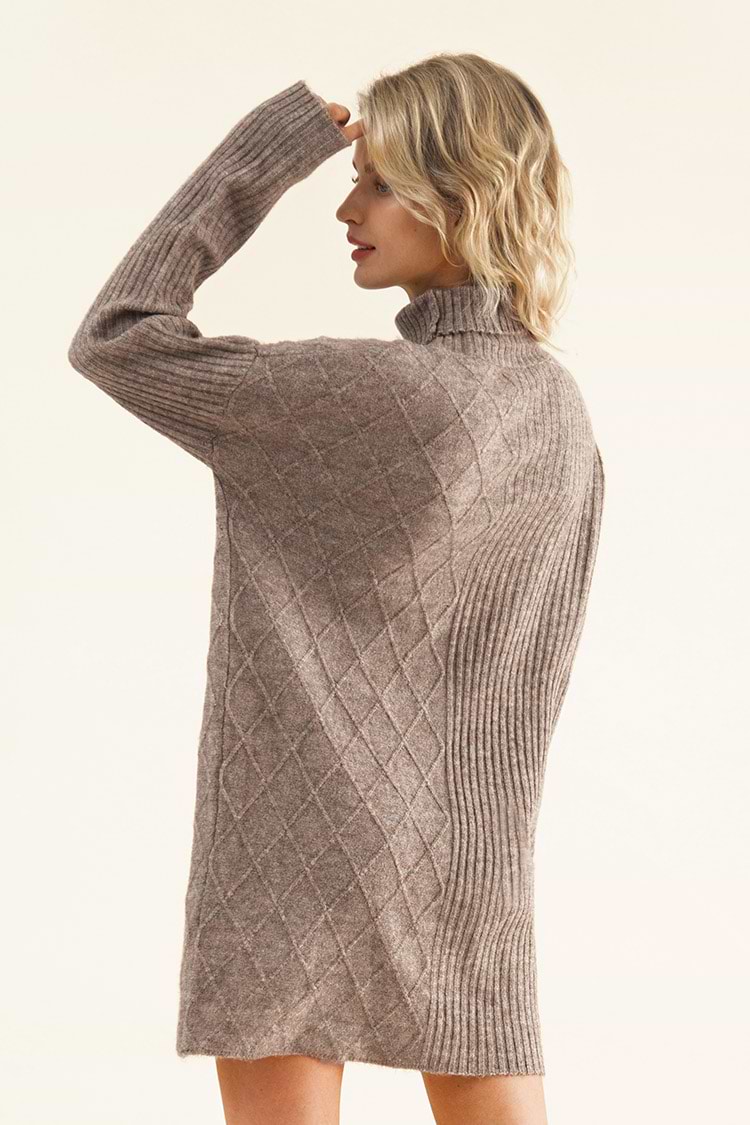 Lourdes High Neck Long Sleeve Knitted Dress