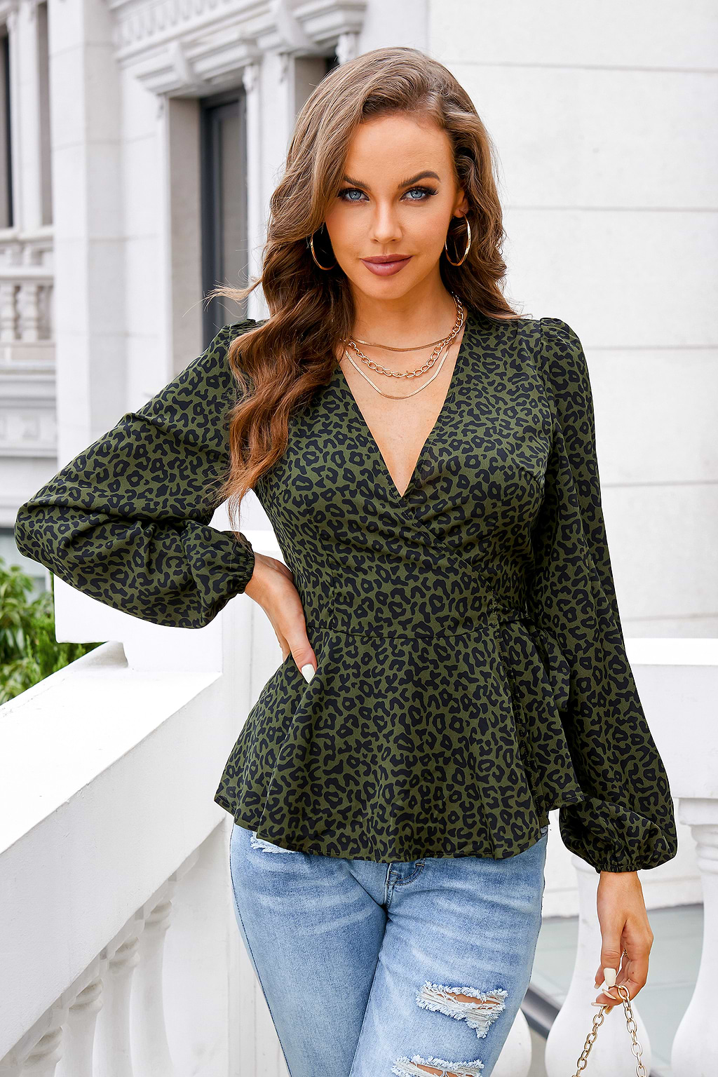 Profess The love Belted Leopard Print Wrap Top