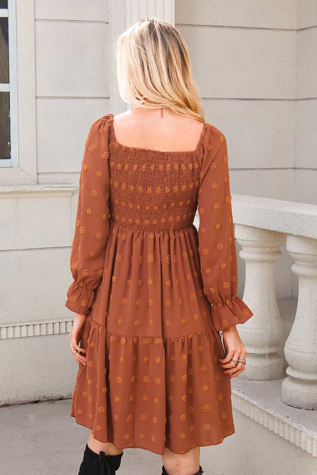 Sugar Rush Clip Dot Smocked A-Line Dress