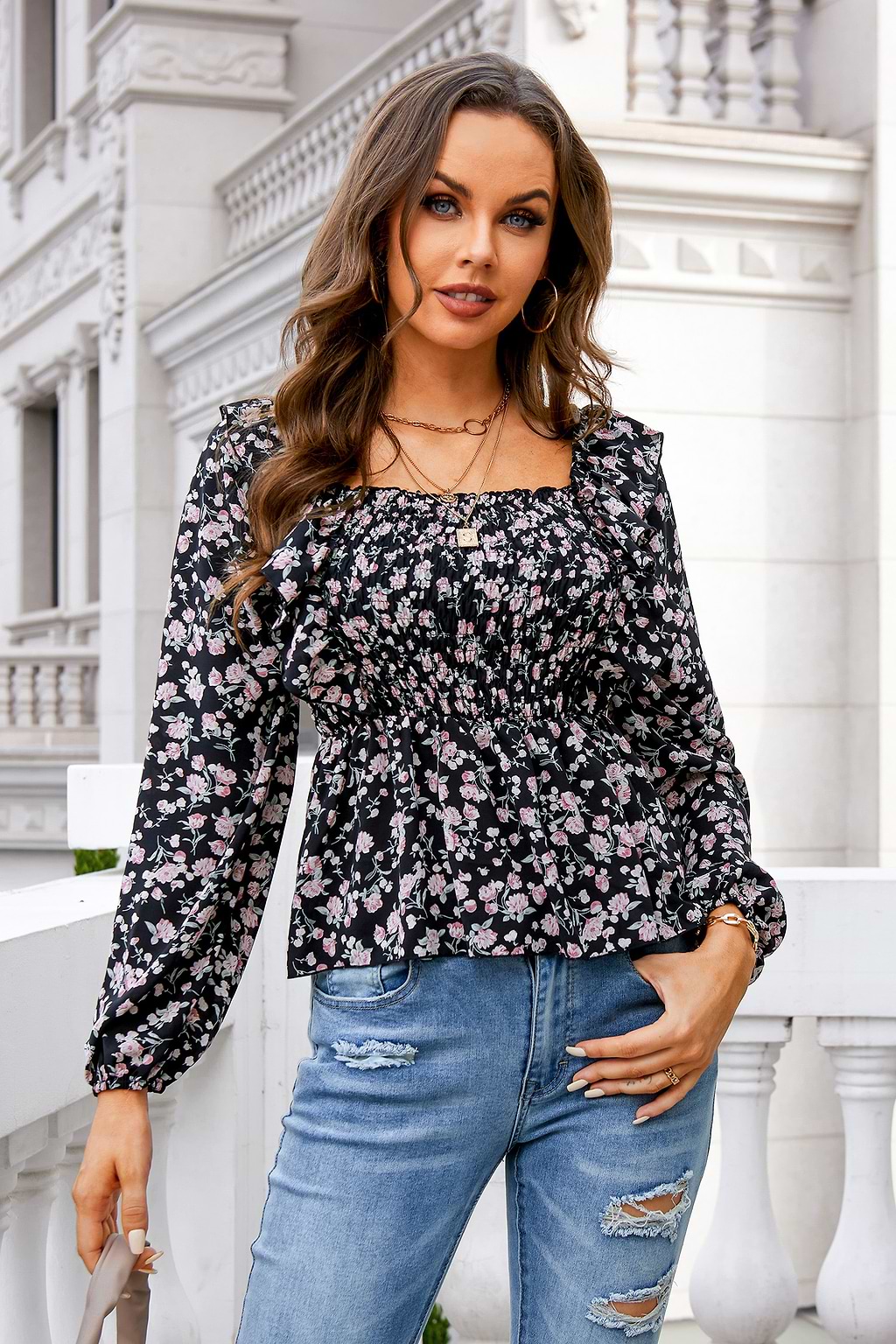 Ditsy Floral Smocked Milkmaid Top