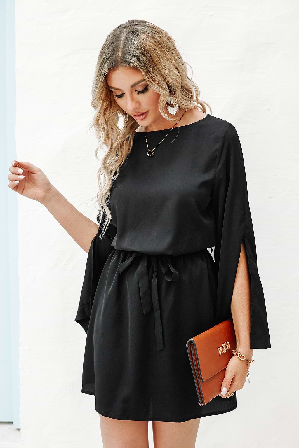 Cozy Corner Belted Long Sleeve Mini Dress