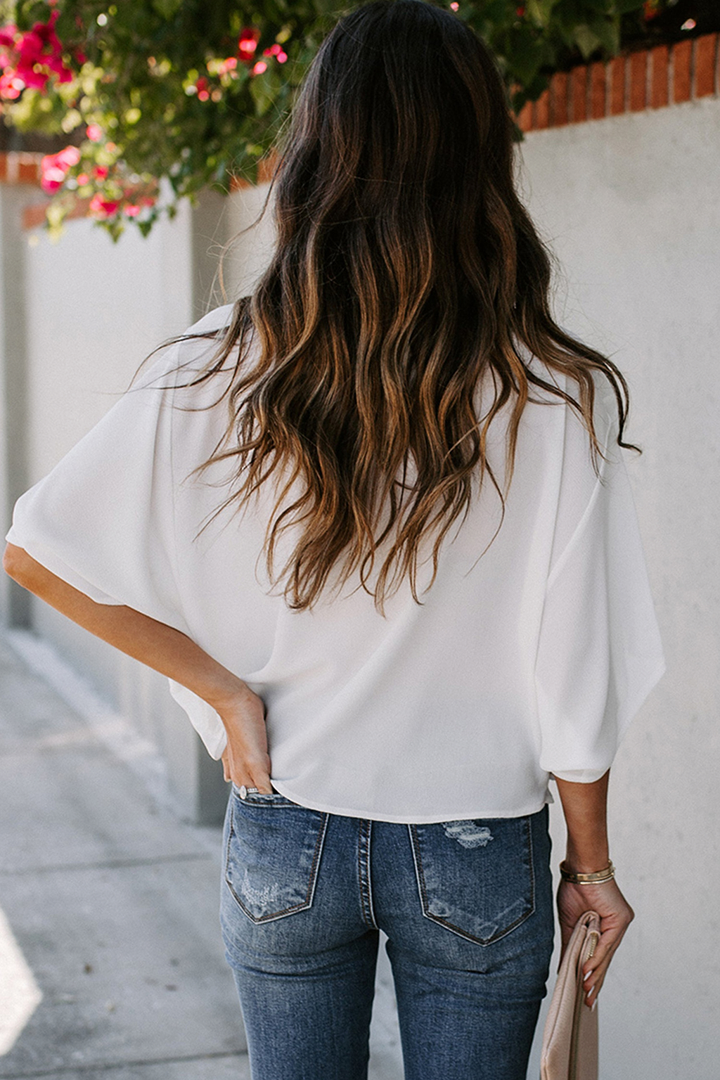 Top Holgado con Cuello Drapeado y Mangas Dolman