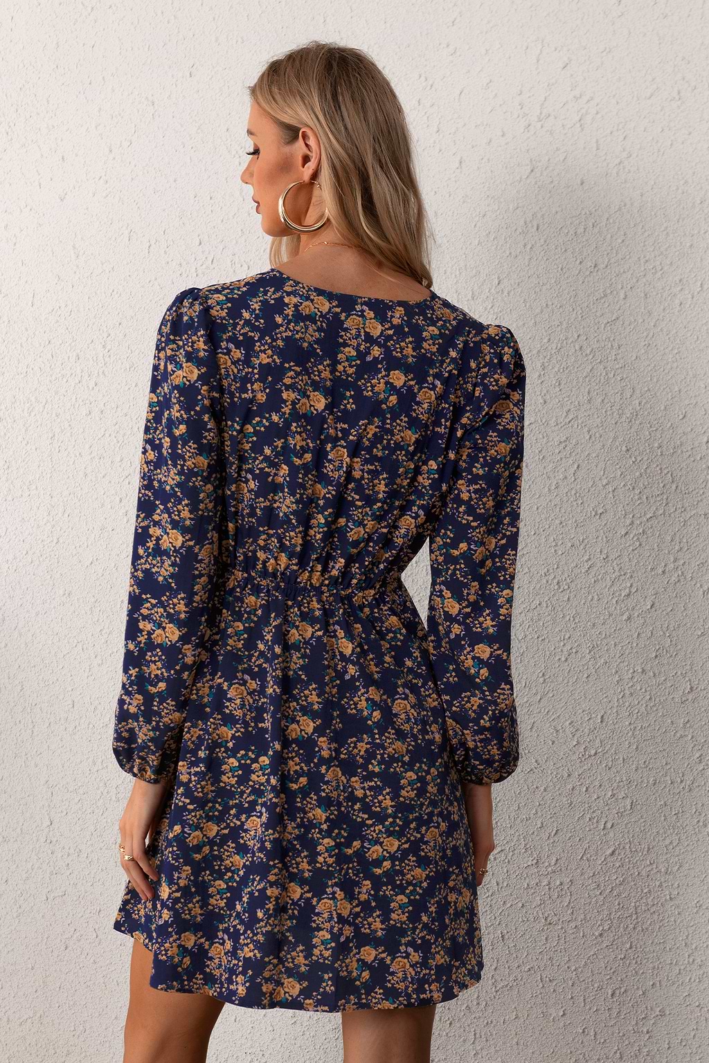 Alison Ditsy Floral Peasant Sleeve Mini Dress