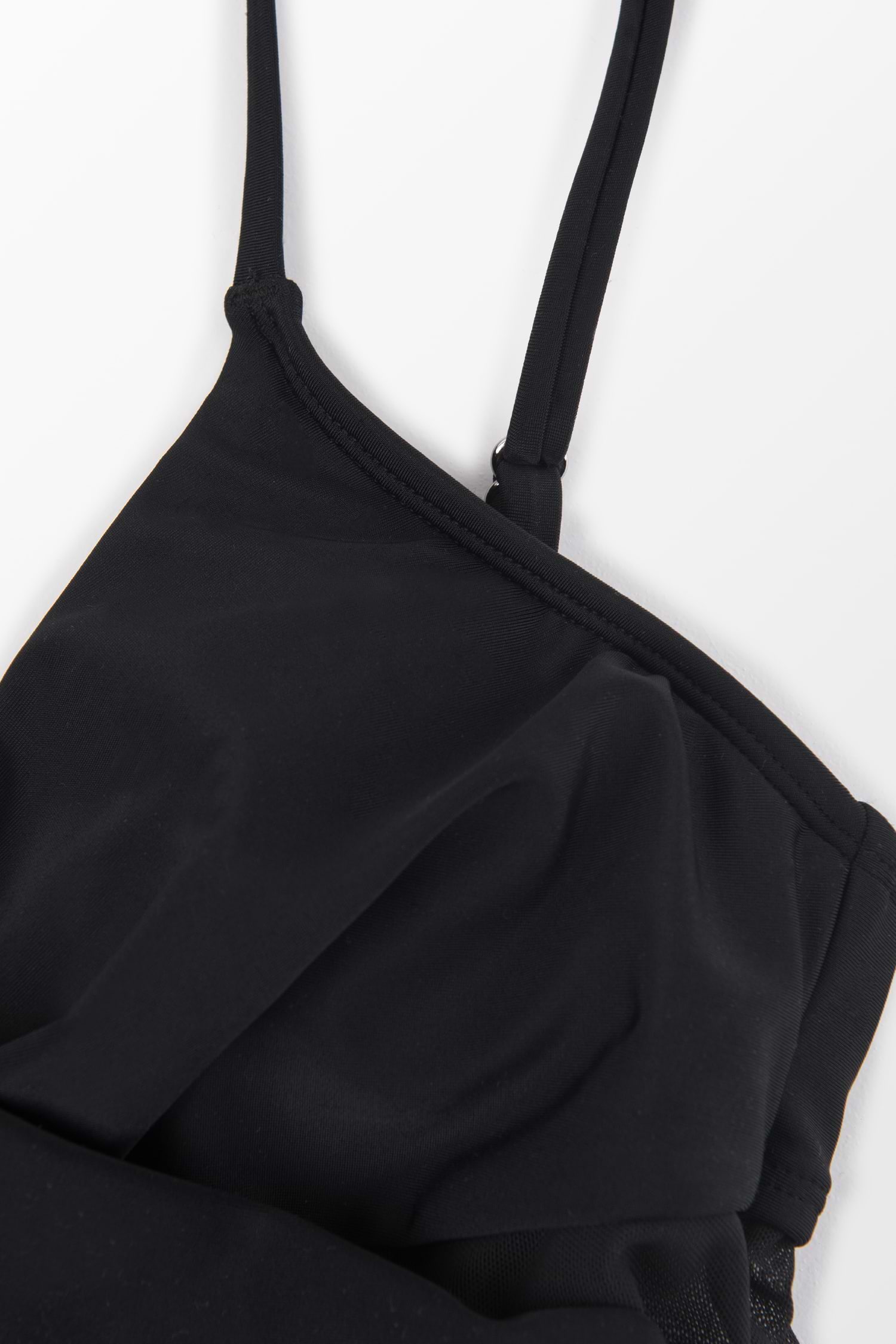 Forest Adventure Solid Mesh Wrap Front Cutout Black One