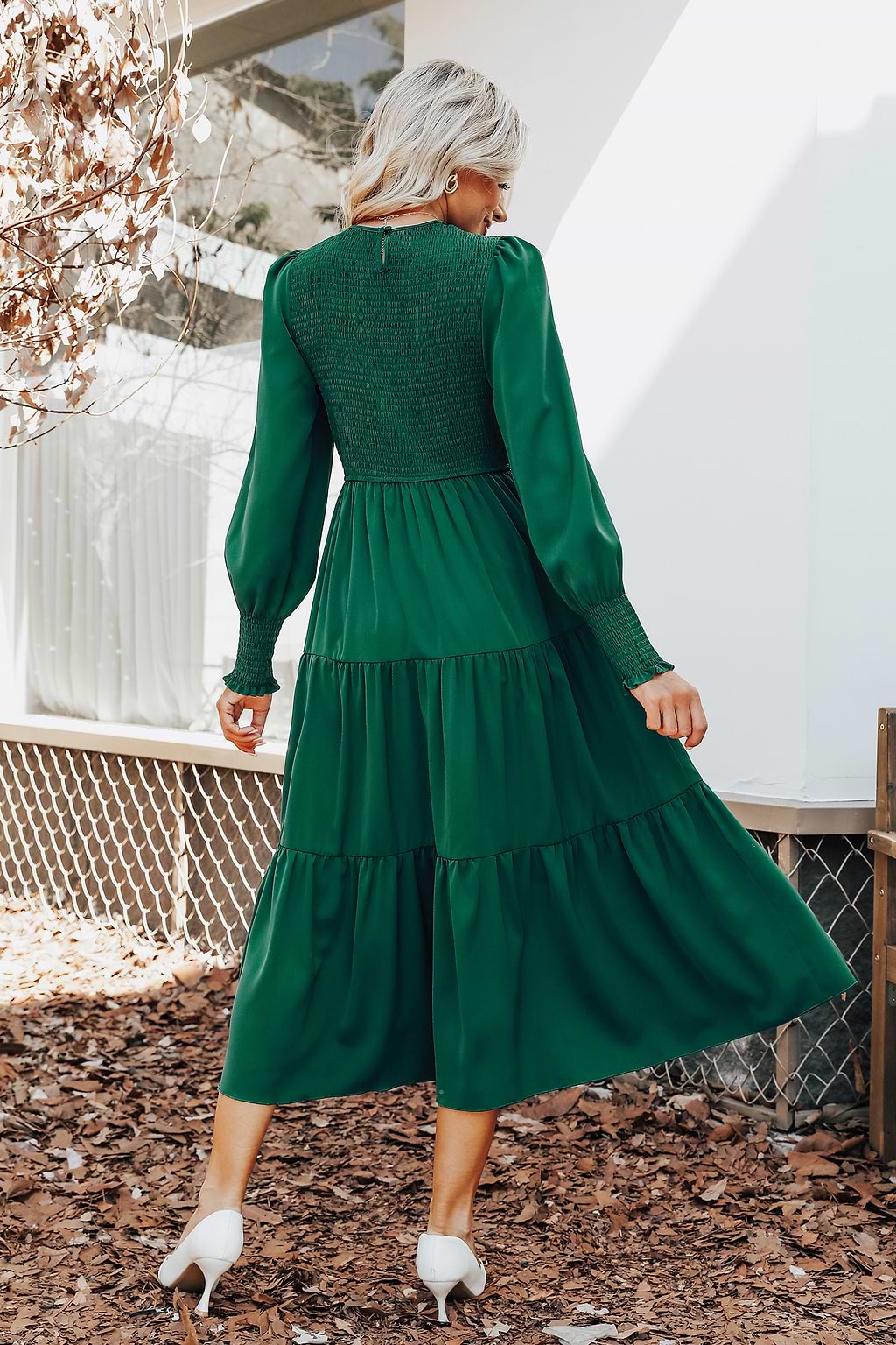 Anastasia Smocked Long Sleeve Maxi Dress