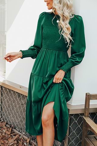 Anastasia Smocked Long Sleeve Maxi Dress