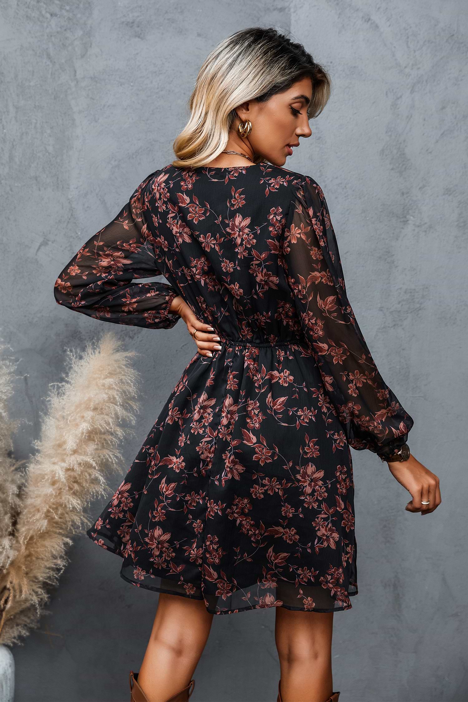 Floral Chiffon A-Line Dress