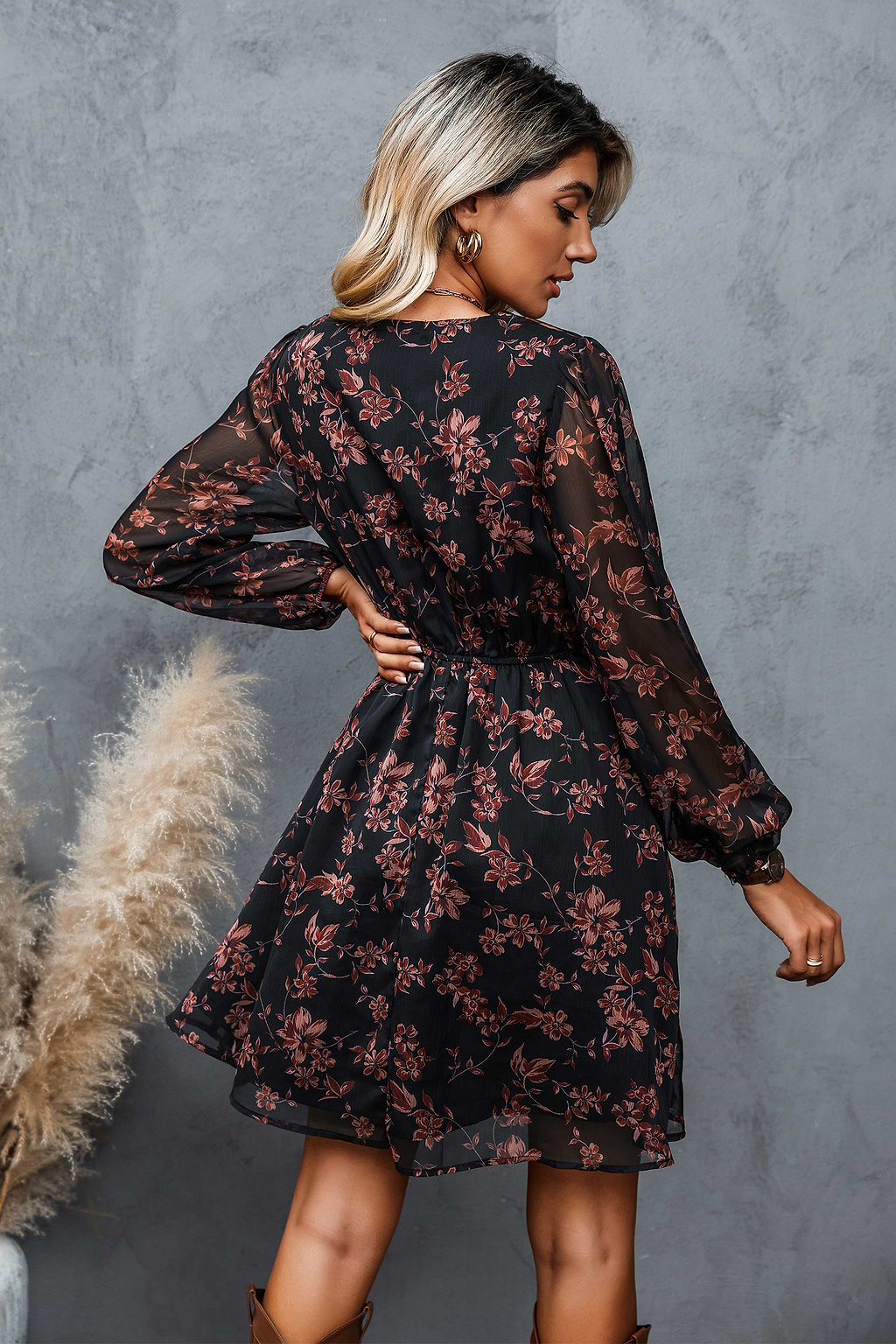 Floral Chiffon A-Line Dress