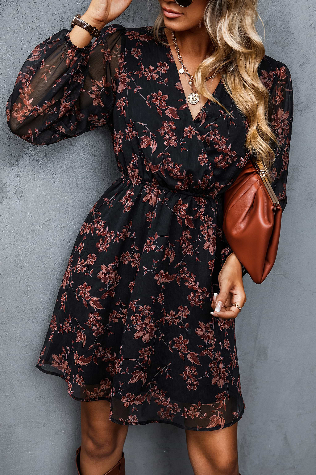 Floral Chiffon A-Line Dress