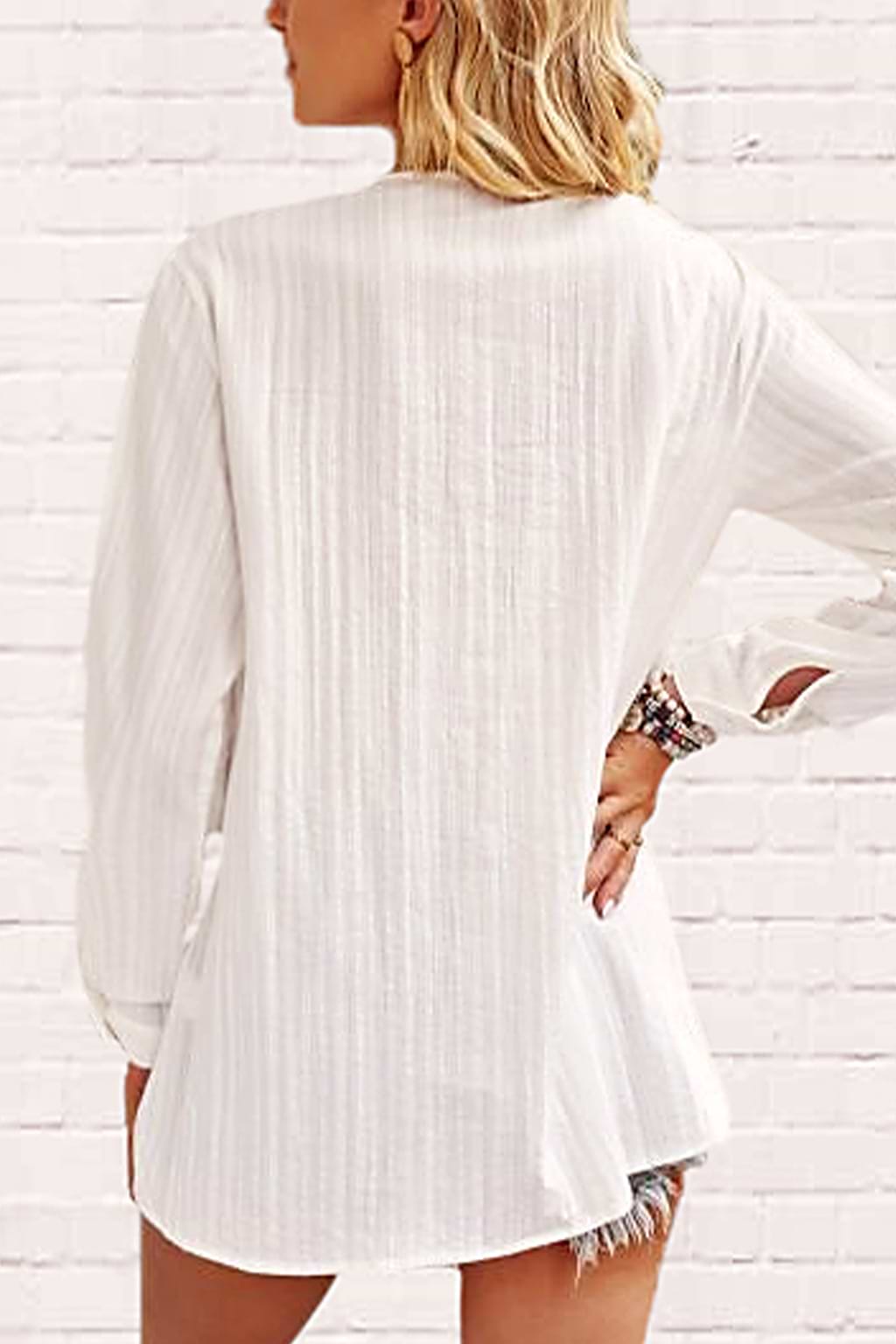 Nayeli Striped Half-Button Placket Blouse