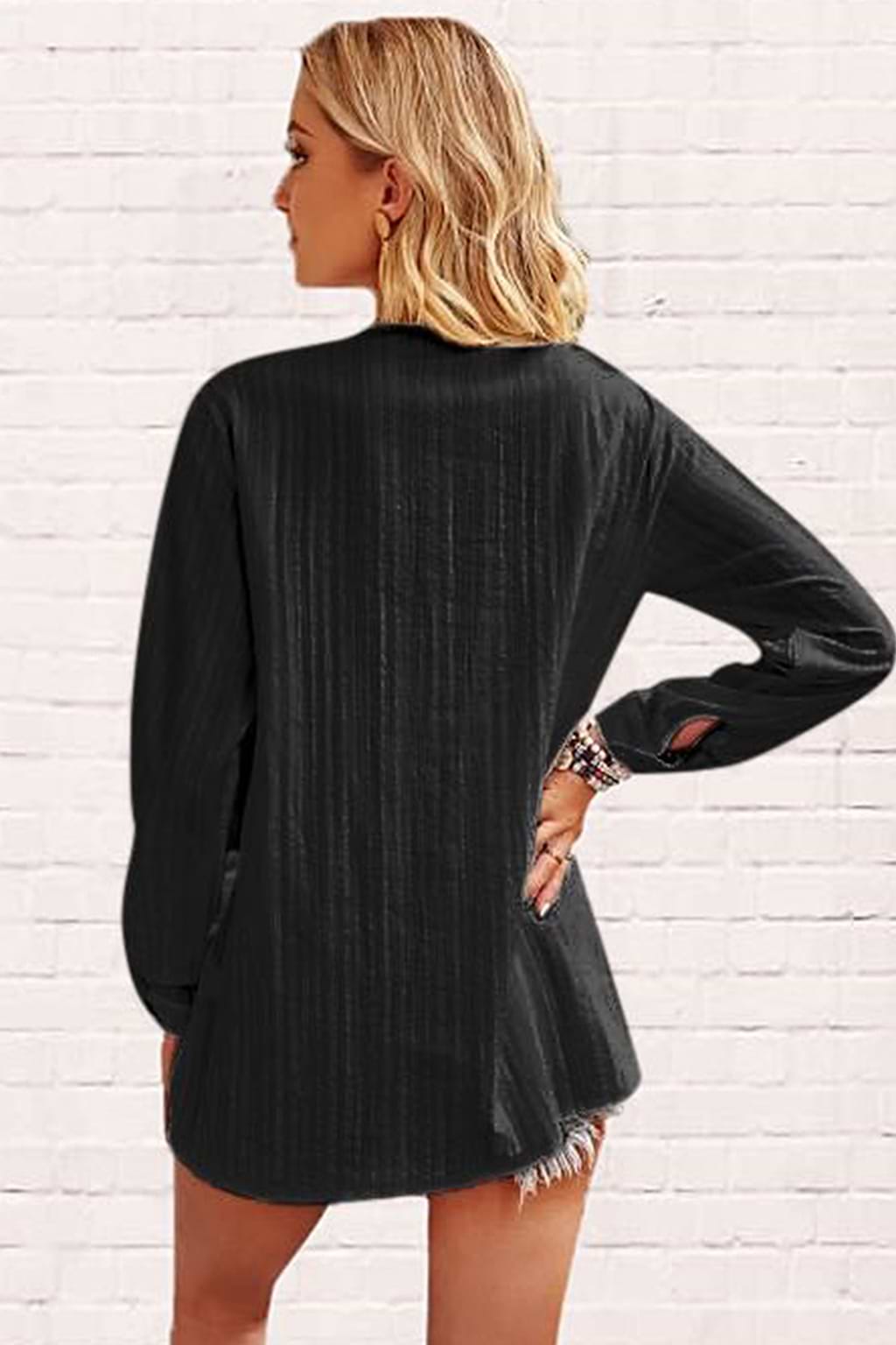 Empty House Half-Button Long Sleeve Top