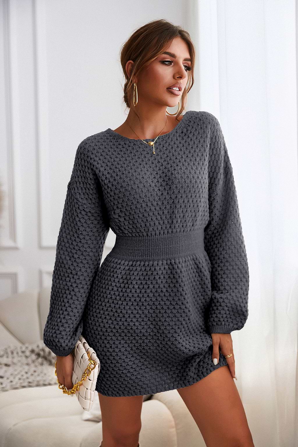 Chantelle Textured Knit Sweater Dress
