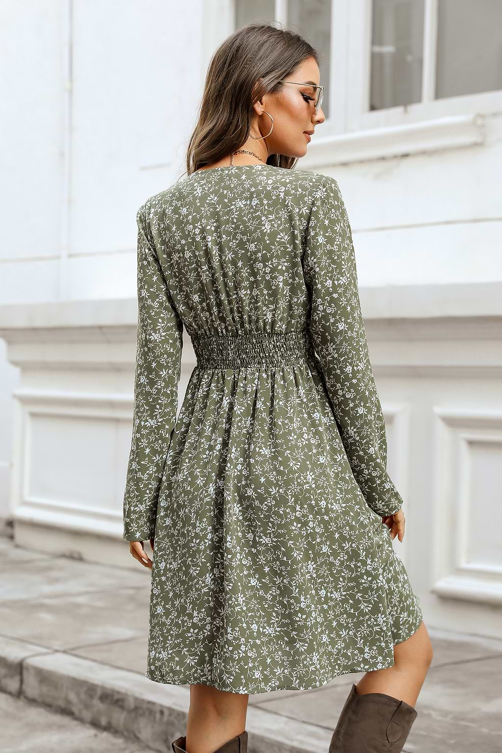 Gail Ditsy Floral Smocked A-Line Dress