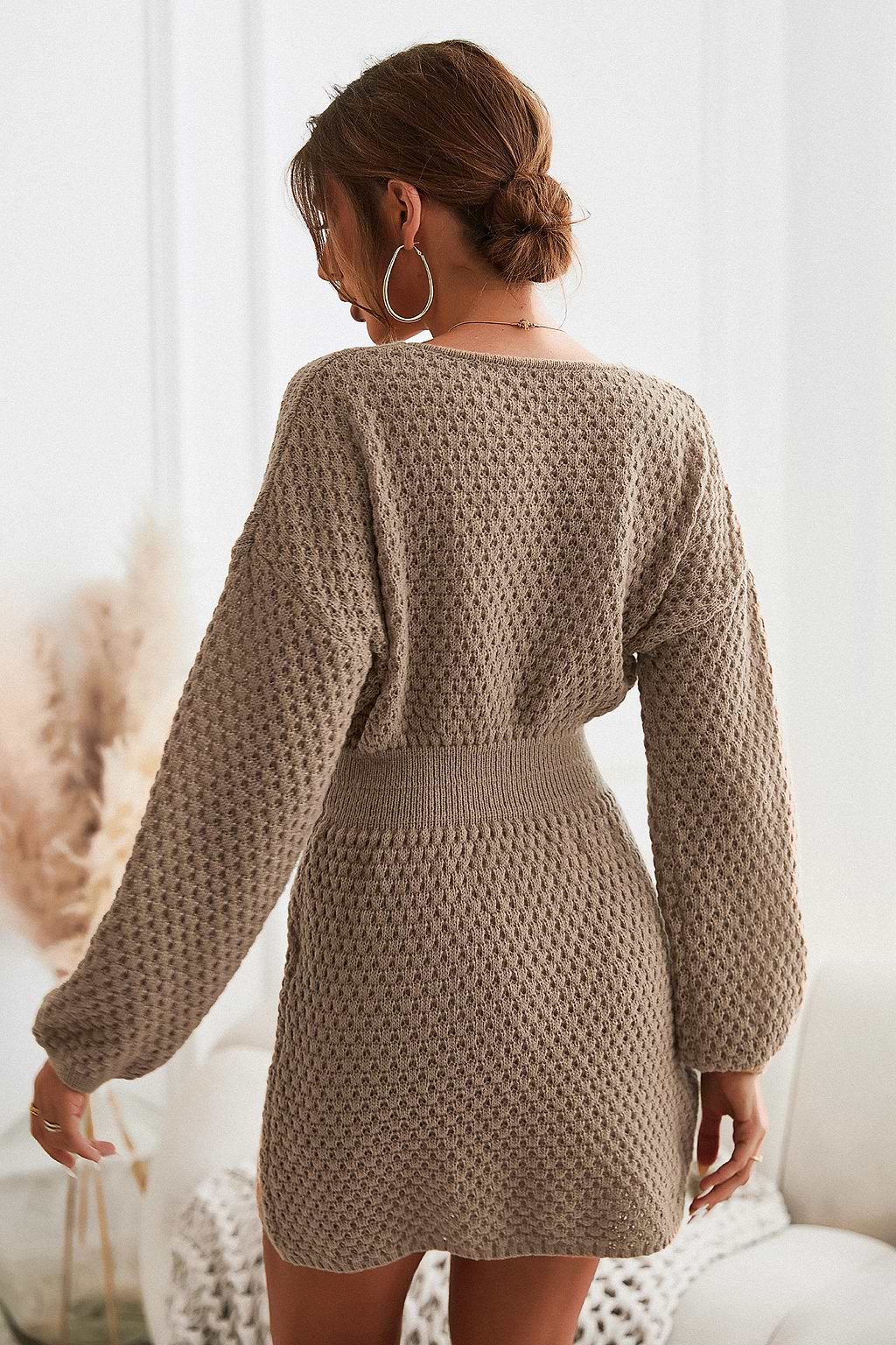Evelina Honeycomb Knit Sweater Dress