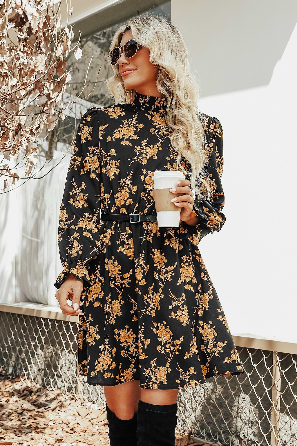 Vestido con Estampado Floral en Línea A