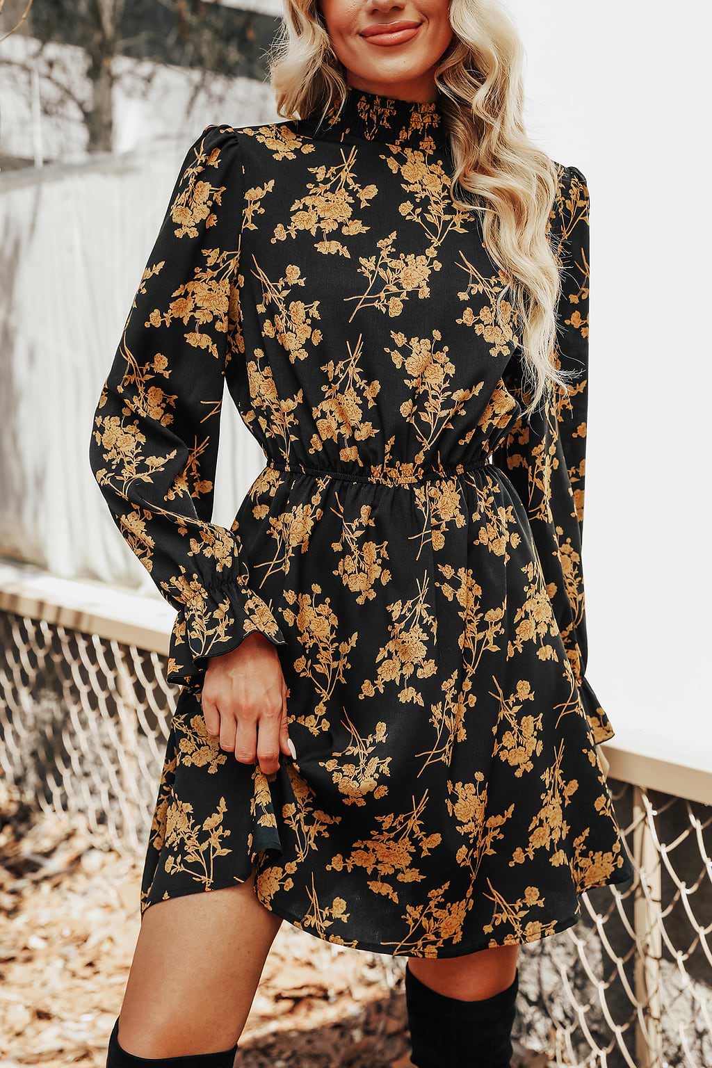 Vestido con Estampado Floral en Línea A