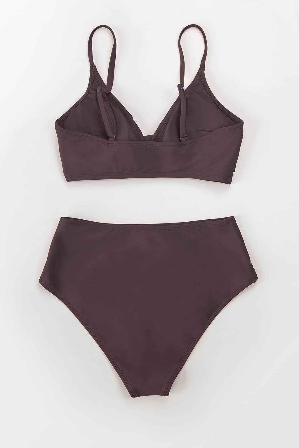 Marsala V-neck Twist Mid Cut Bikini Set