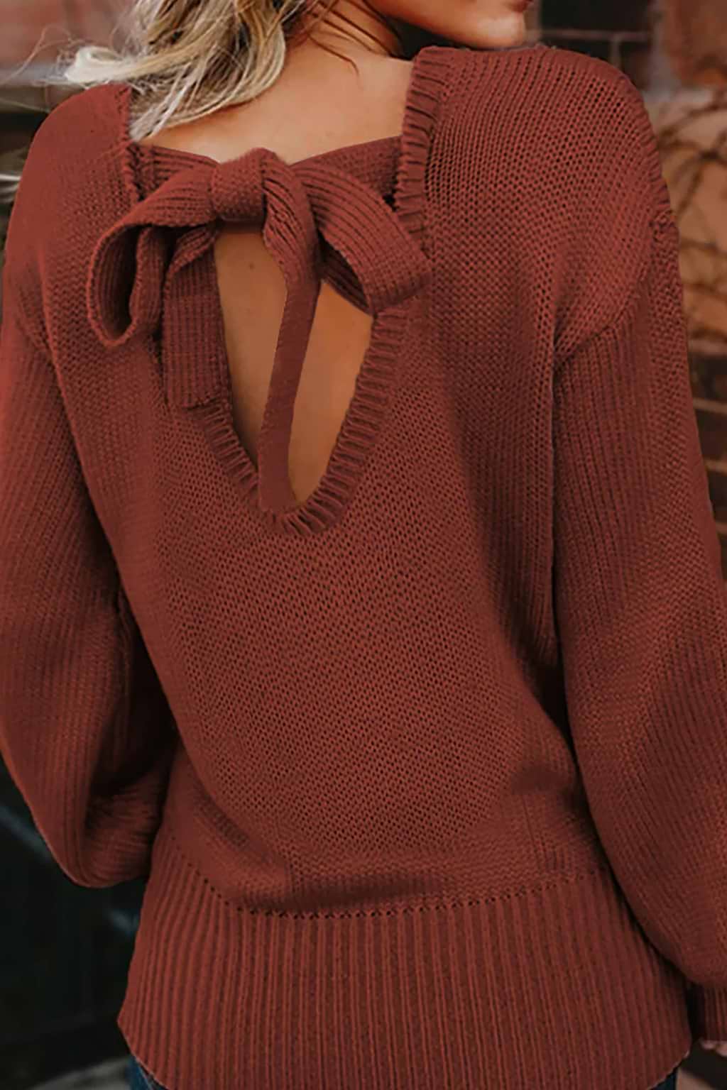 On Vacay Ribbed Lantern Sleeve Sweater