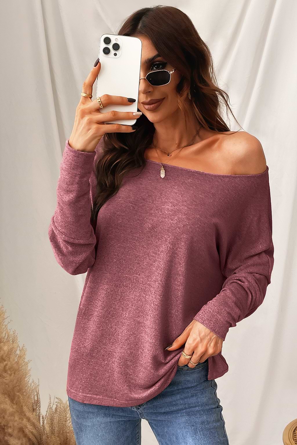 Sunset One-Shoulder Long Sleeve Top