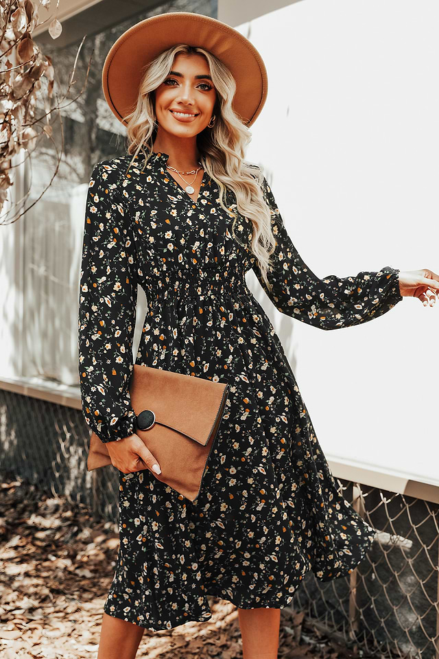 Ditsy Floral A-Line Dress