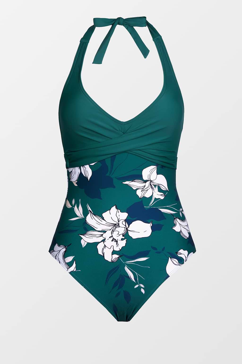 Maillot de bain une pièce croisé sur le devant à imprimé floral