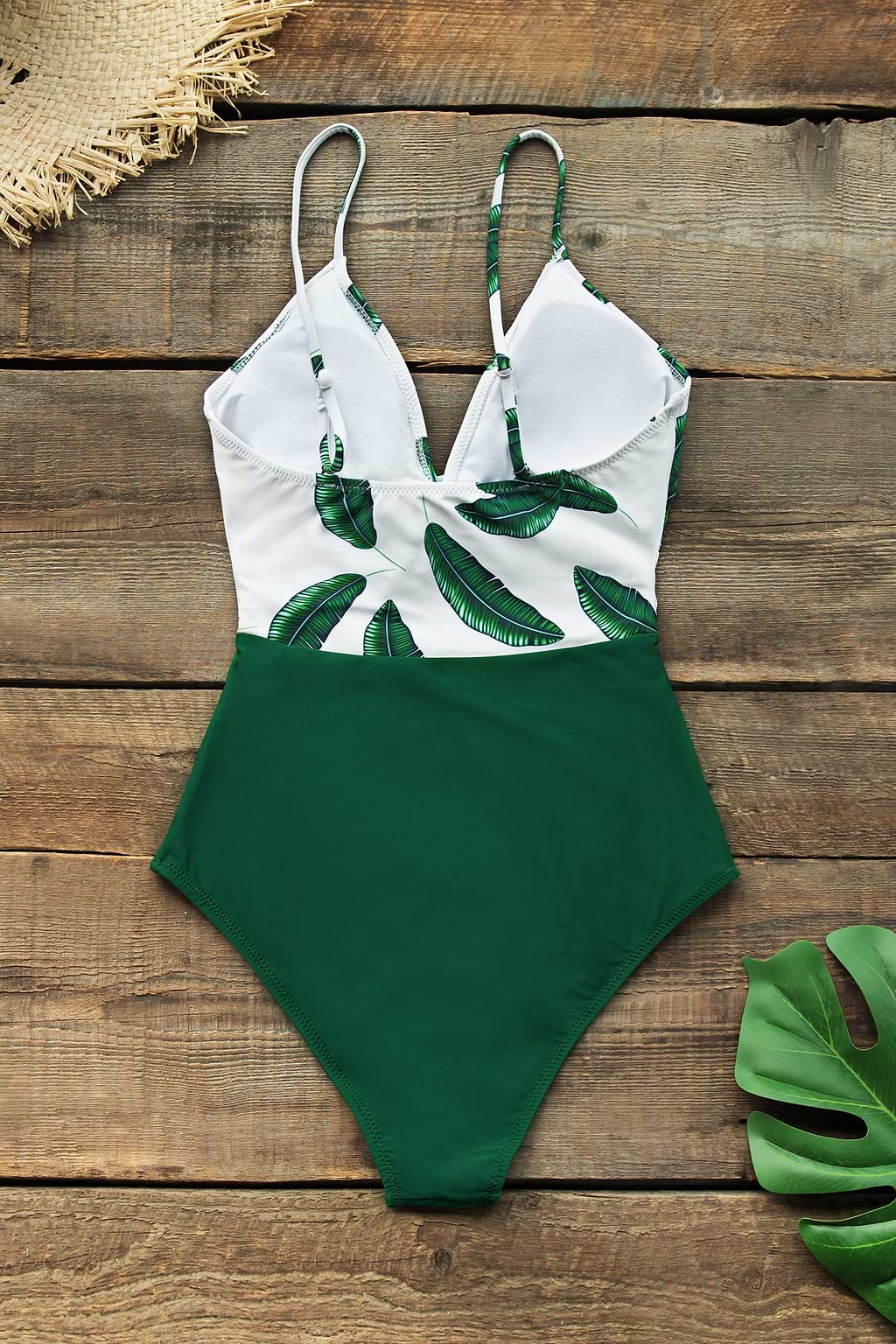 Maillot de bain une pièce à bretelles en feuille