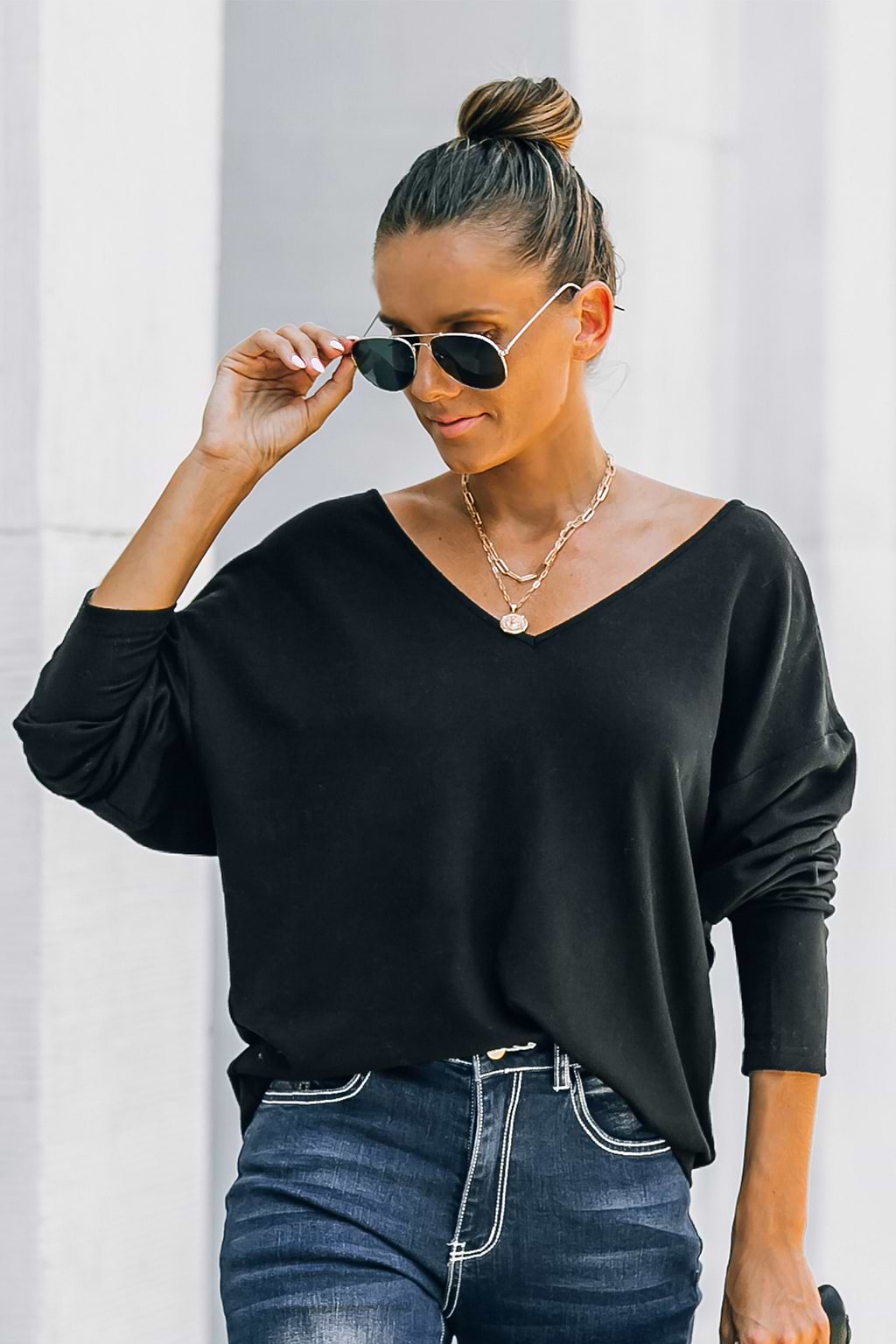 Jersey de Manga Larga con Cuello en V