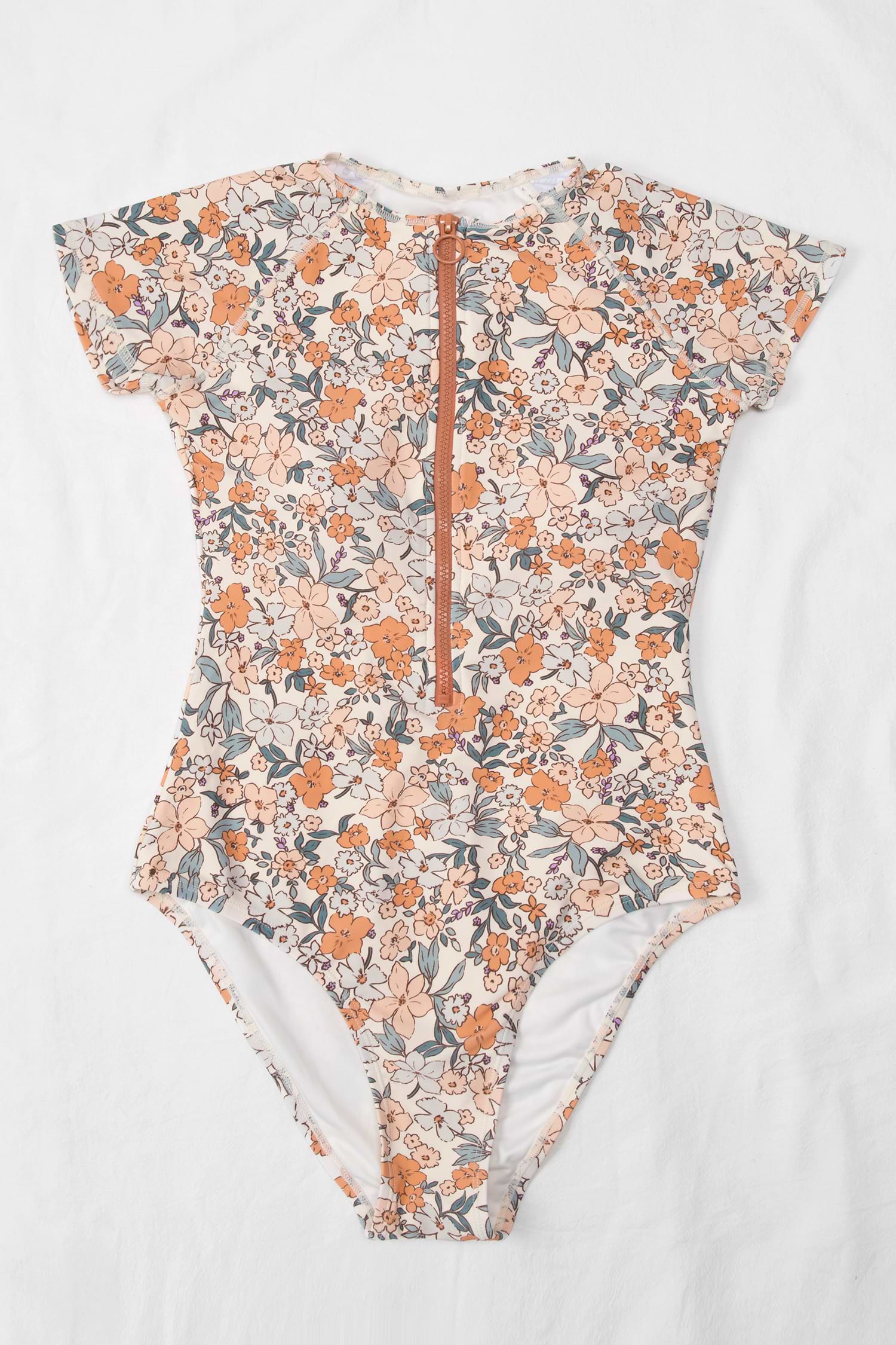 CUPSHE One Piece Swimsuit for Women High Neck Zipper Short Sleeve