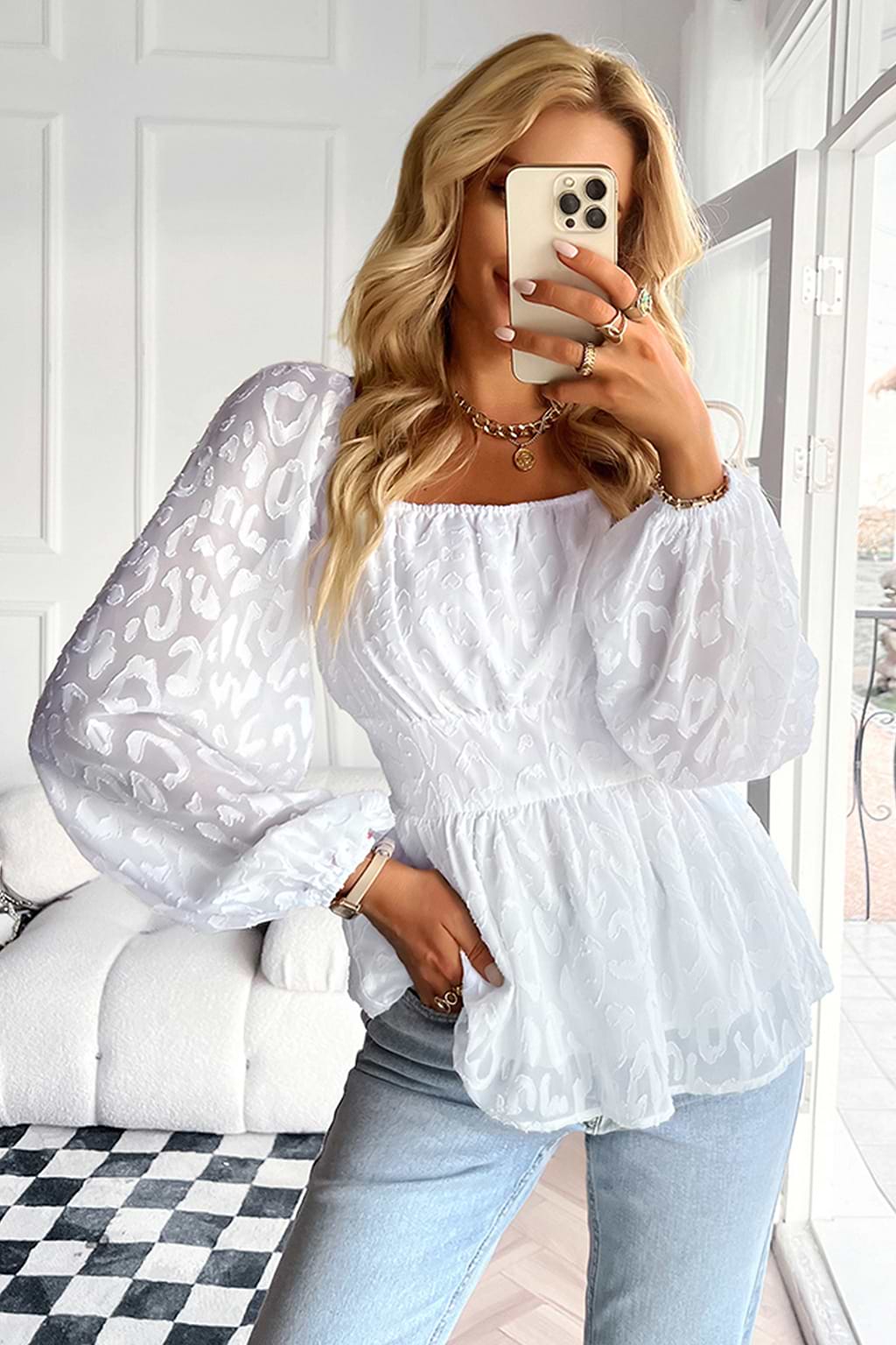 Kairi Leopard Lace Flounce Top