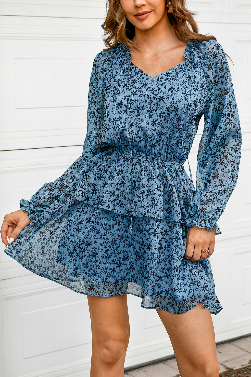 Cross My Heart Ditsy Floral Tie Neck Dress