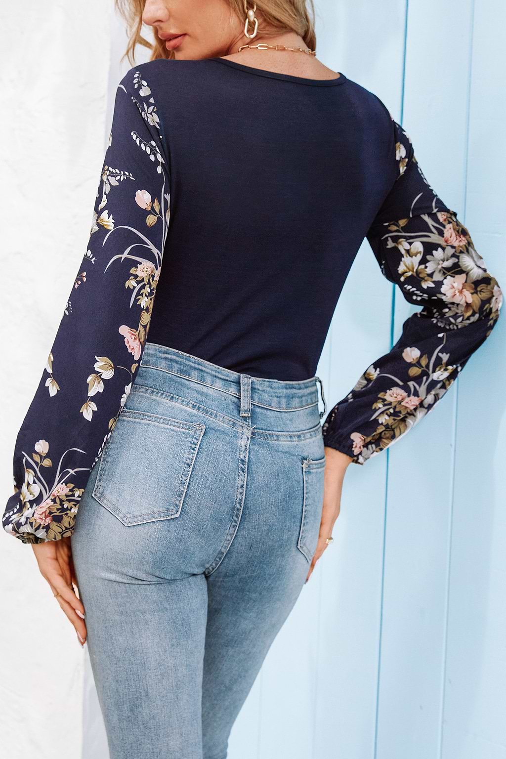 Eliza Floral Print V-Neck Bodysuit