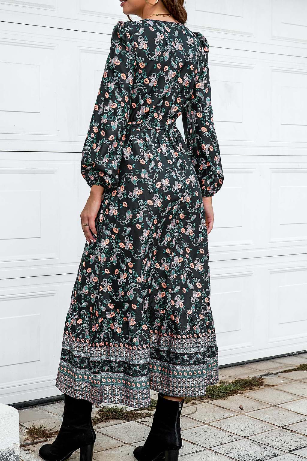 Gabrielle Paisley Print V-Neck Maxi Dress