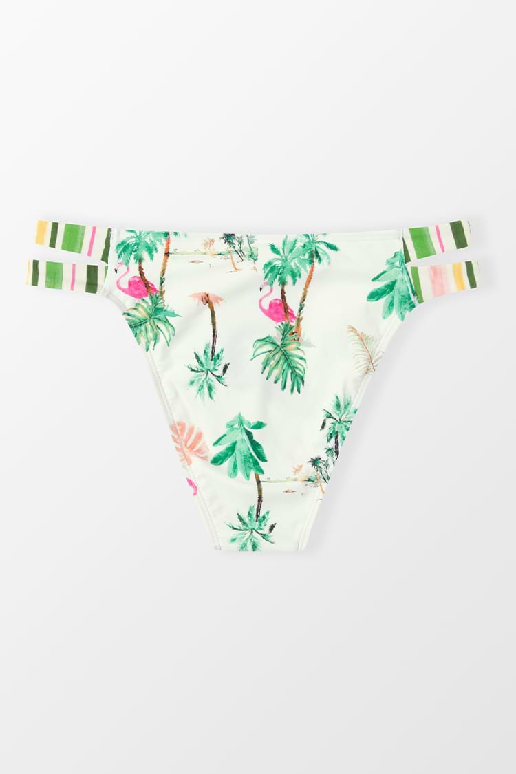 Haut de bikini bralette cintré sur le devant Flamingo Palm