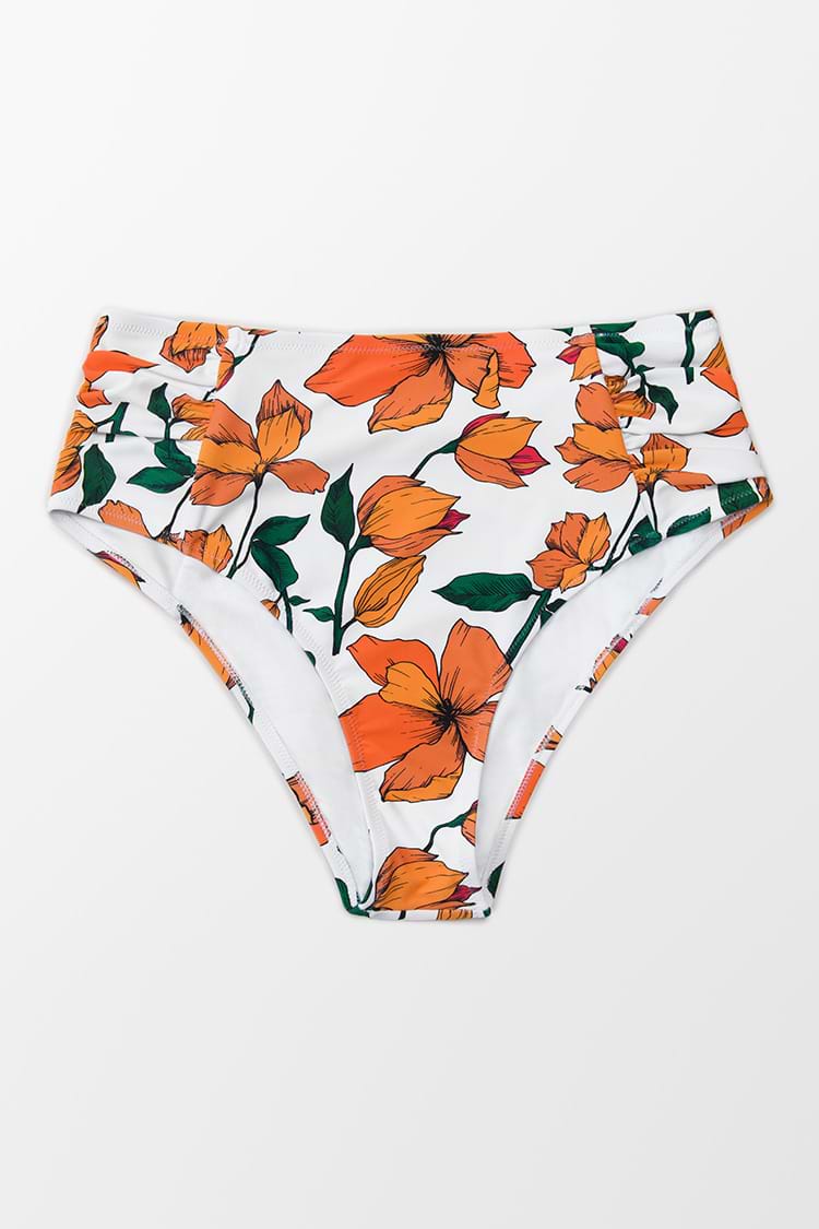 Plus Size Floral Ruffled & High Waist Bikini Swimsuit