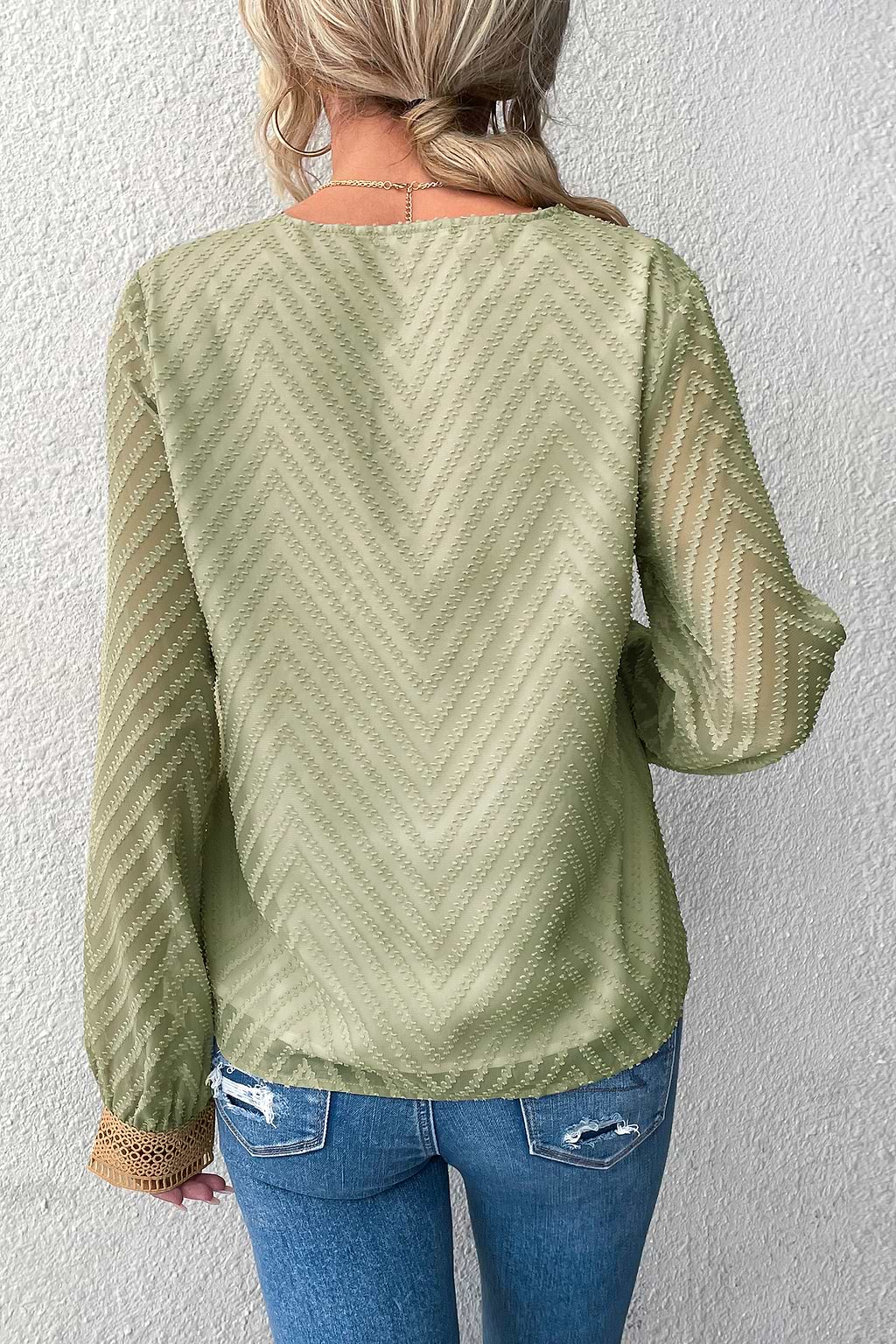 Lucky Star Chevron top met kleurvlakken en kanten rand