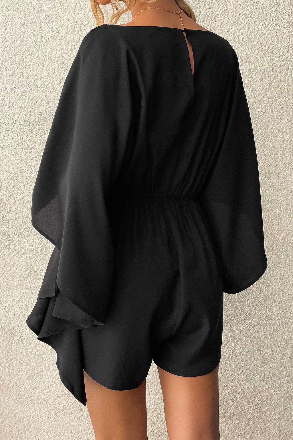 Warm EmbraceAngel Sleeve Drawstring Romper