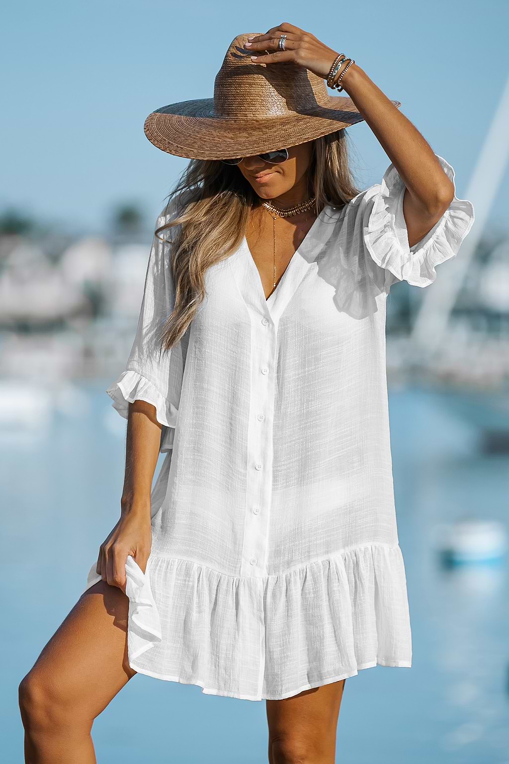 Ruffled Swim Cover-Up Dress