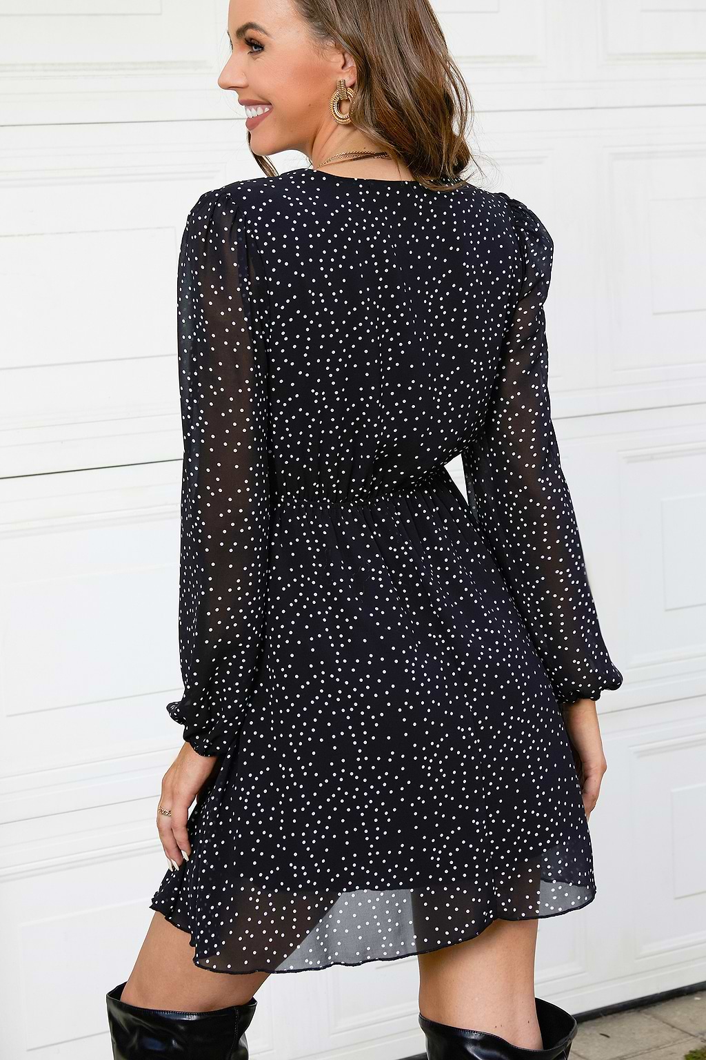 Madalynn Floral Embroidery Speckled Print Dress