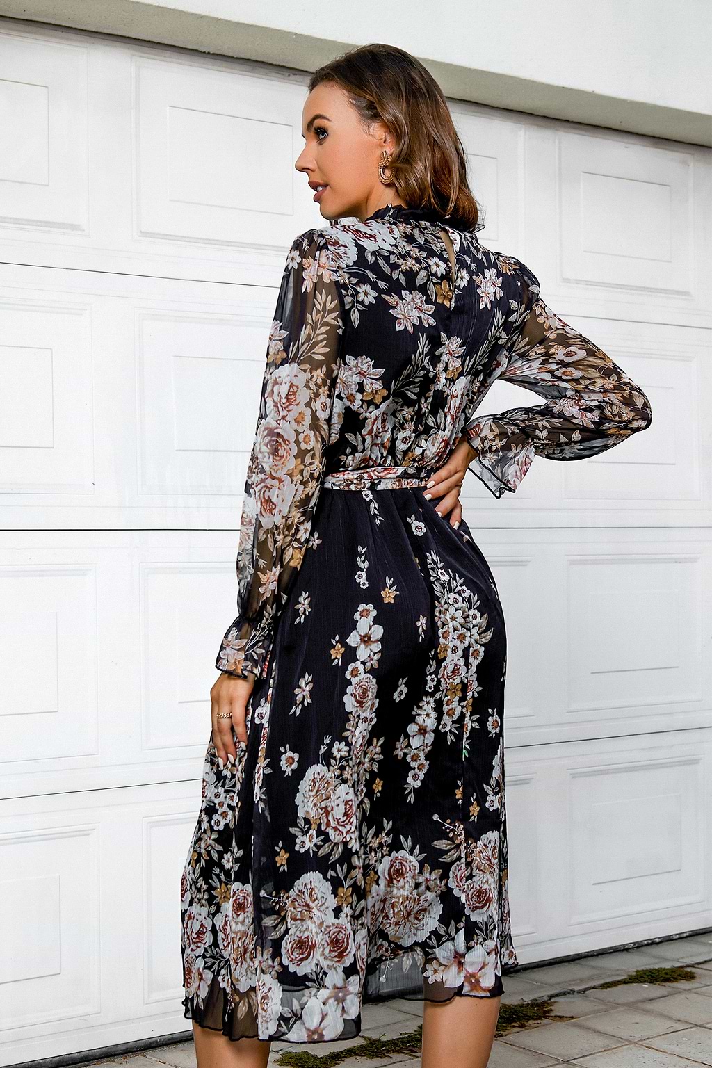 Sierra Belted Floral Print Midi Dress