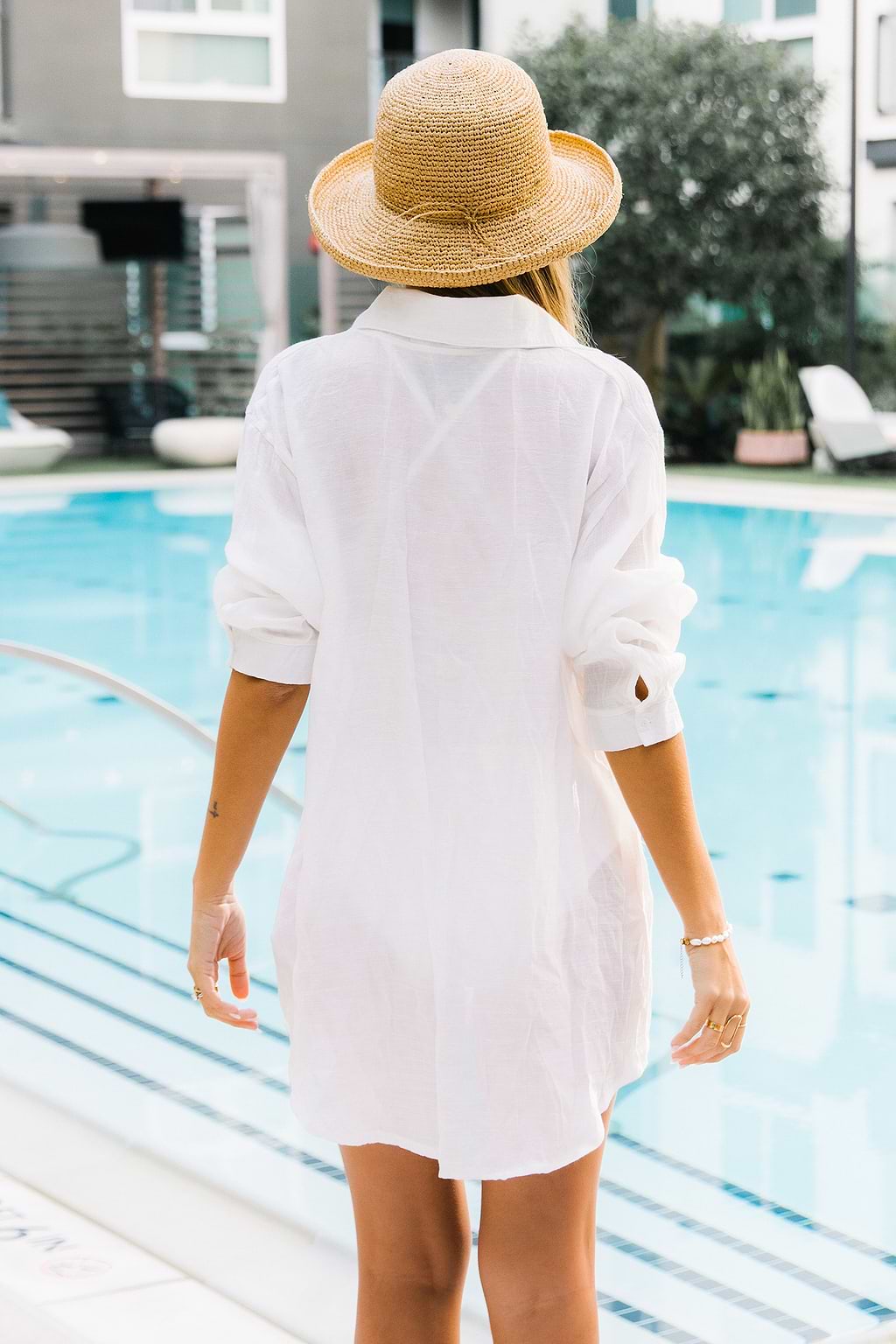 Nevaeh White Semi-Sheer Shirt Cover Up