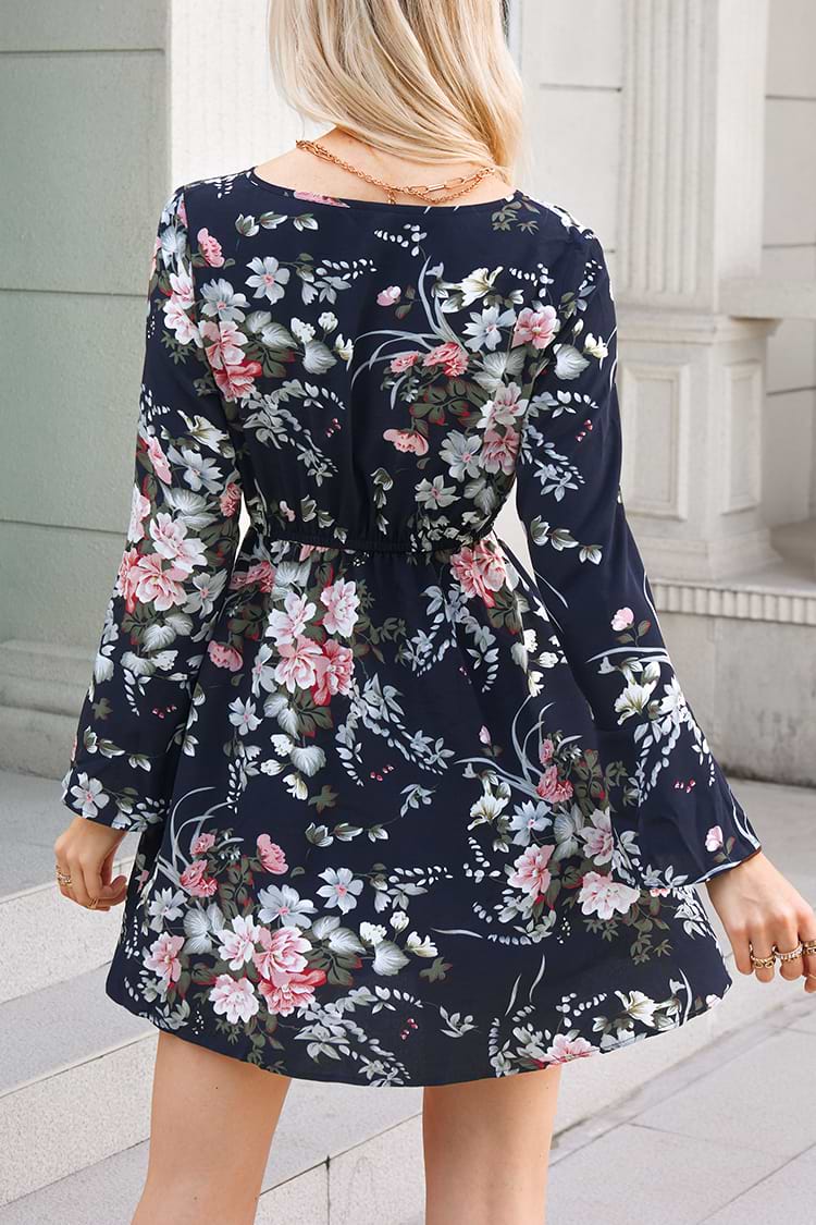 Reyes Floral Print Tie Front Dress