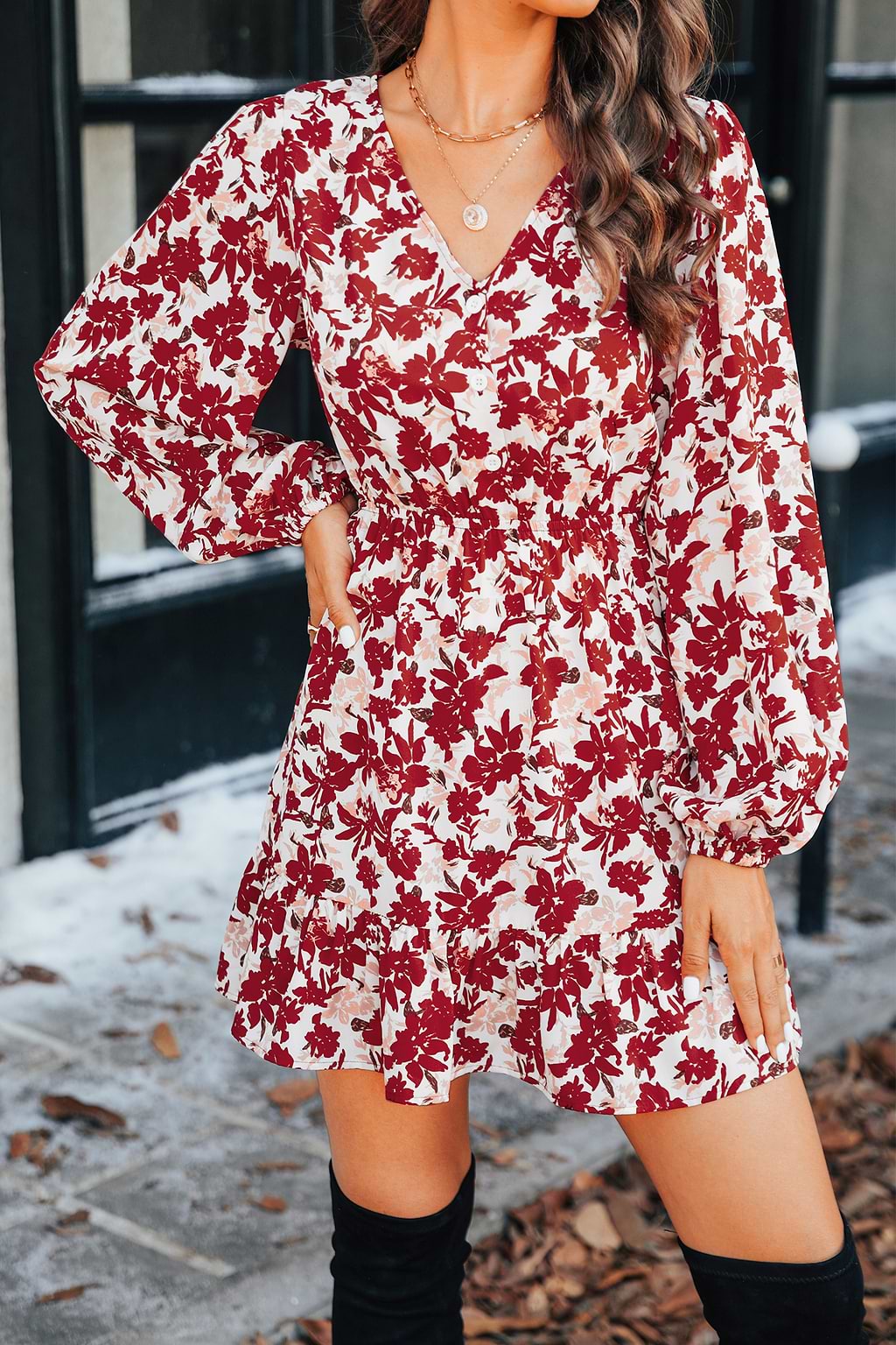 Carolyn Floral Buttoned Mini Dress