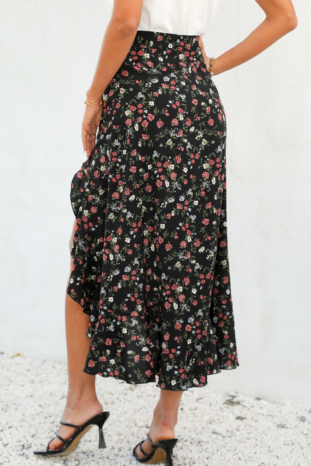 Hayden Belted Ditsy Floral Midi Skirt