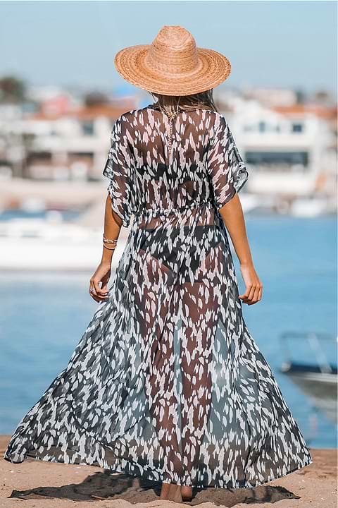 Moon & Spoon Leopard Print Swim Cover-Up Kimono