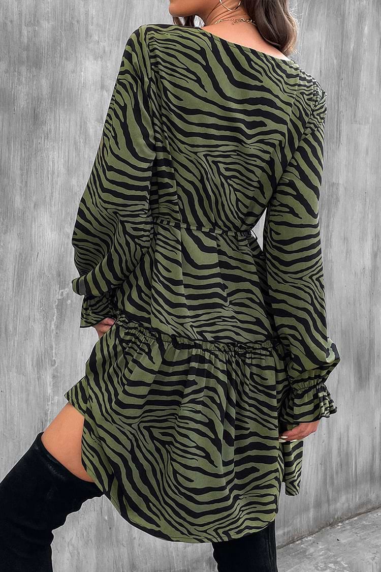 Brandy Belted Zebra Striped Mini Dress