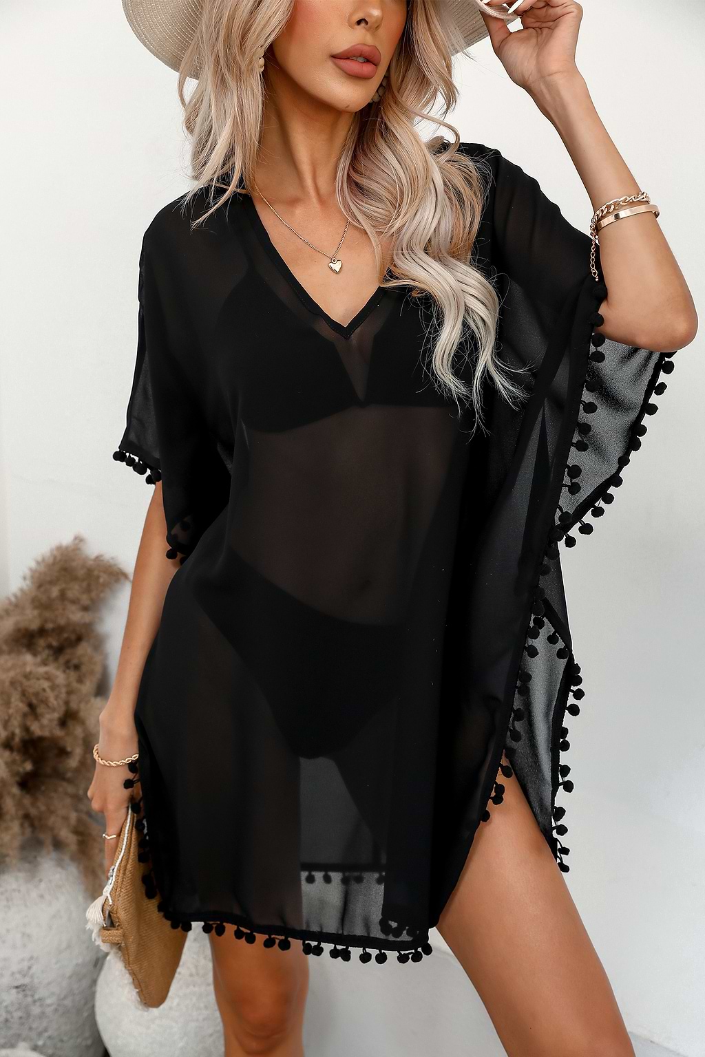 By My Side Pom Pom Swim Cover-Up Top